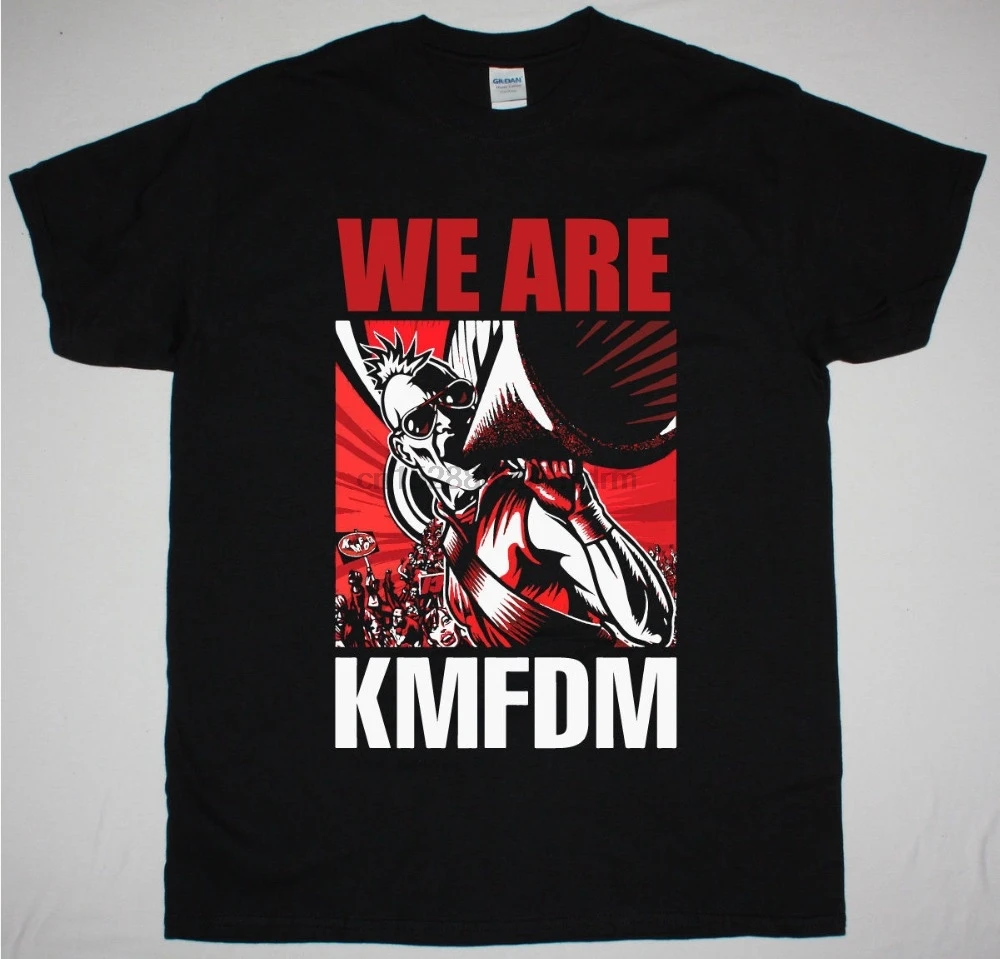Горячая продажа Мода 2018 KMFDM мы спереди 242 EBM Новая Черная футболка с принтом