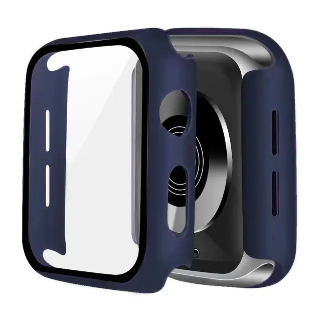 Glass + Cover For Apple Watch case 6/SE/5/4/3/2/1 iWatch 42mm 38mm bumper Tempered Glass for apple watch 44mm 40mm 42mm 38mm Midnight blue
