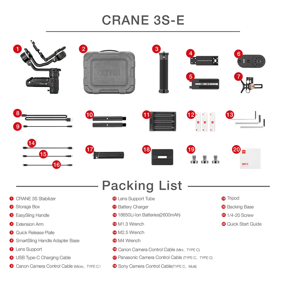 Ручной Стабилизатор ZHIYUN Crane 3S/3S E 3 осевой шарнирный стабилизатор для цифровых