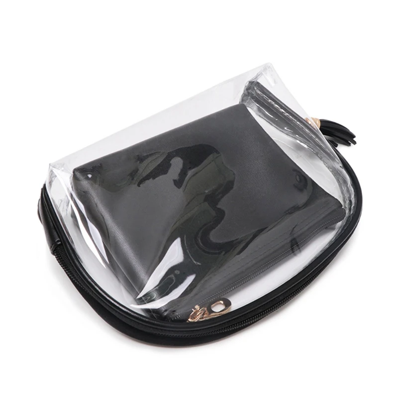 2pcs Transparent Cosmetic Bag Waterproof Large Capacity Metal Zipper Portable Makeup Bags Small And Lovely Tassels- |