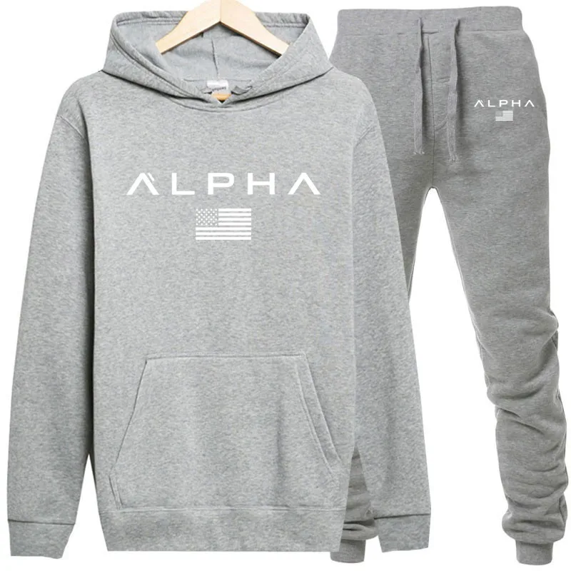 Комплект из двух предметов, модные толстовки ALPHA, мужская спортивная/полевая толстовка, осенняя мужская брендовая одежда толстовки+ штаны, комплекты для мужчин