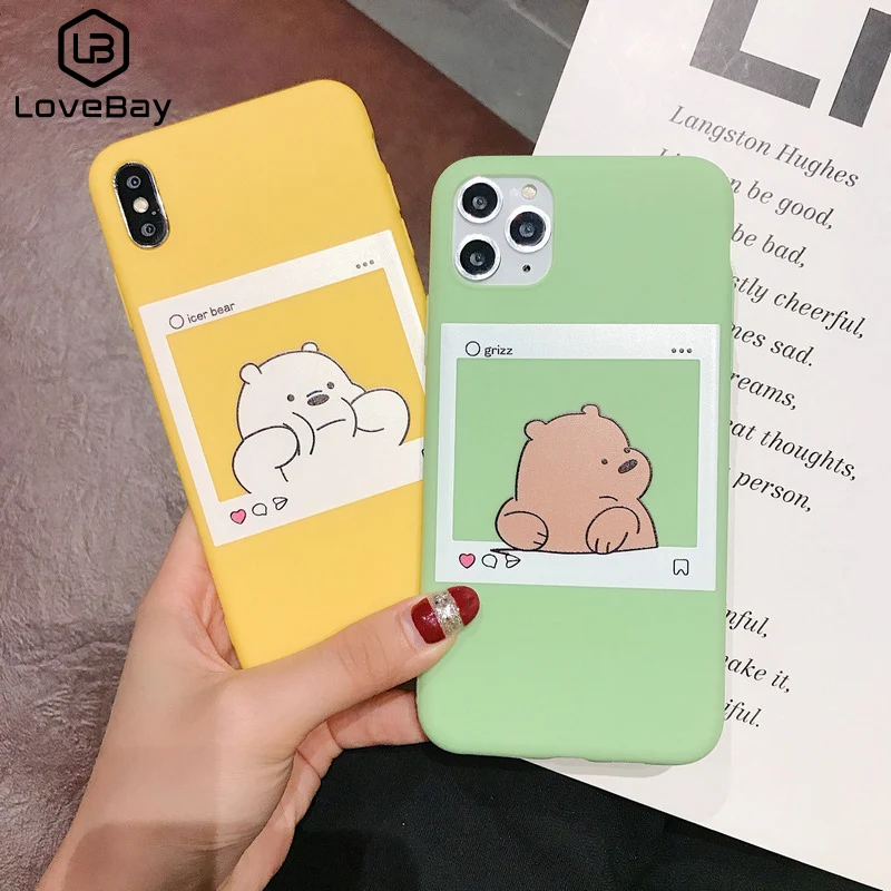 Lovebay для iPhone 7 8 6 6s Plus X XR XS 11 Pro Max чехол телефона милые животные яркие медведи мягкий