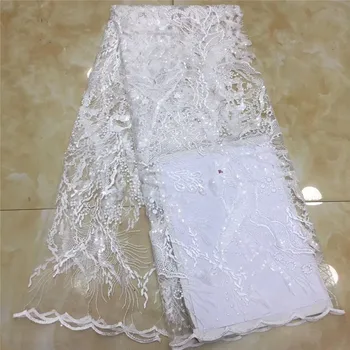 

African Net Lace Fabric,purple pink High Quality white Sequins Nigerian Wedding Lace Fabrics 5 Yards Sequins French Tulle lace