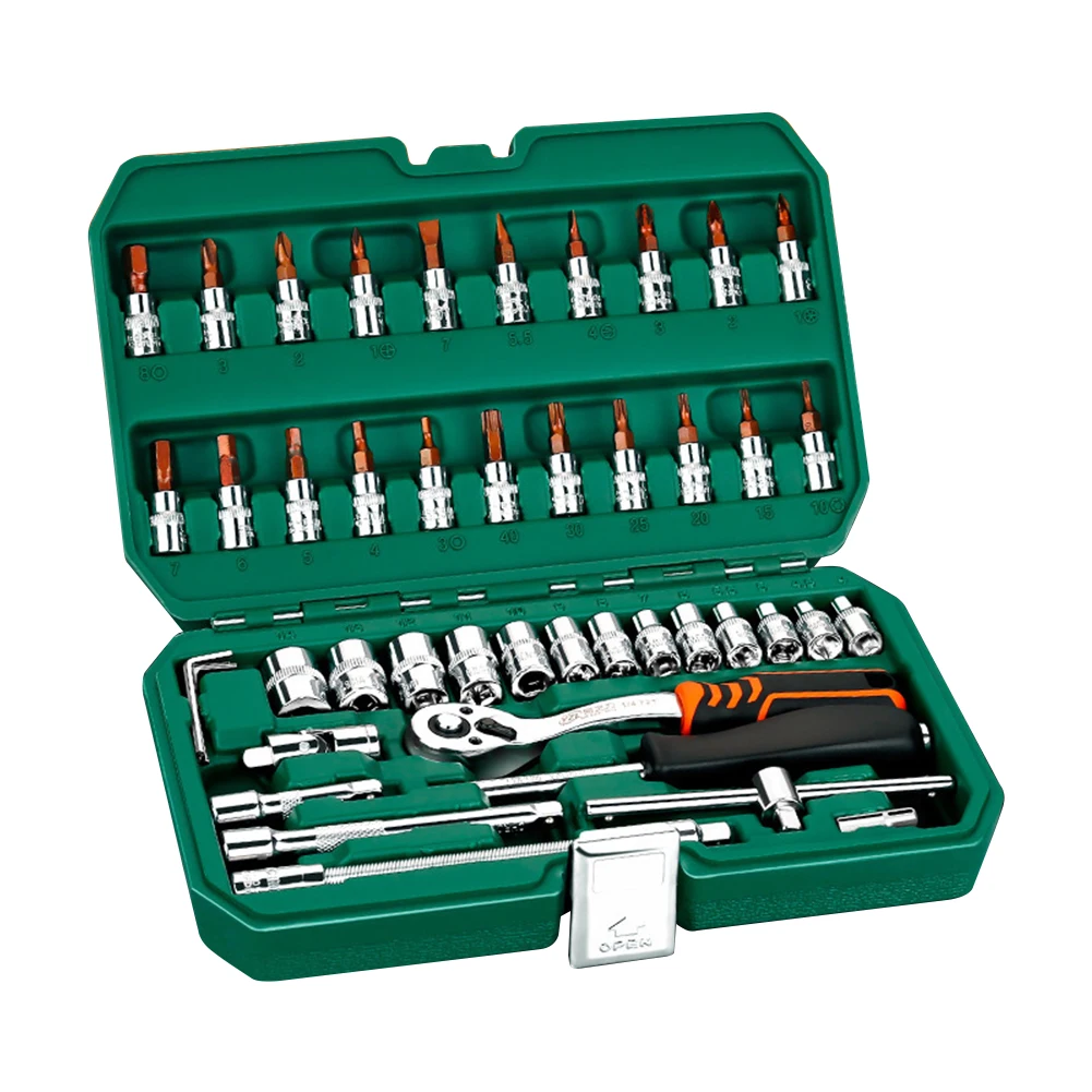 

53 Pcs Socket Ratchet Car Repair Tool Wrench Set Head Ratchet Pawl Socket Spanner Screwdriver Professional Metalworking Tool Kit