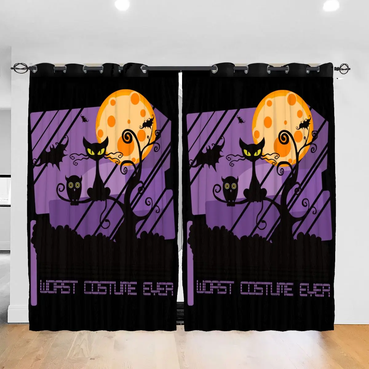 

Living Room Sun Block Curtain Worst Costume Ever Halloween Scared Light Shading Bedroom Blackout Window Curtains 52x72In