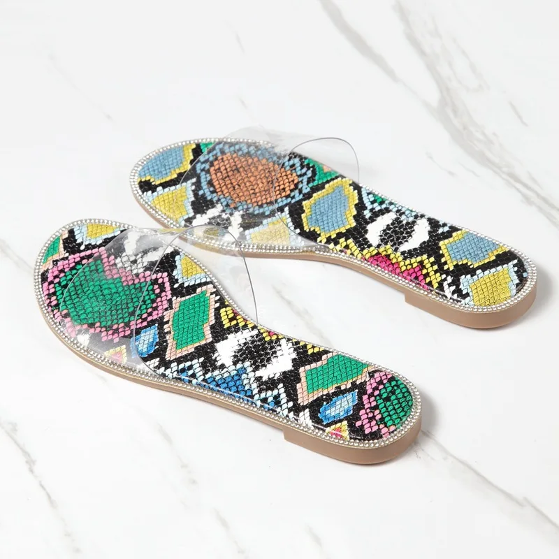 Summer Womens Flat Sandal Casual Transparent Slipper for Woman Flat Sandals PVC Beach Fashion