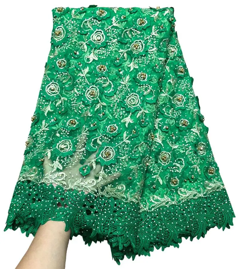 

2018 2019 Wedding Dresses Guipure African Beautiful Green Lace Fabric Tulle With Rhinestone French Net Lace High Quality