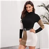 SHEIN Cut and Sew Bodycon Sweater Dress Without Belt Women Autumn Winter Stand Collar Knitted Straight Elegant Pencil Dresses