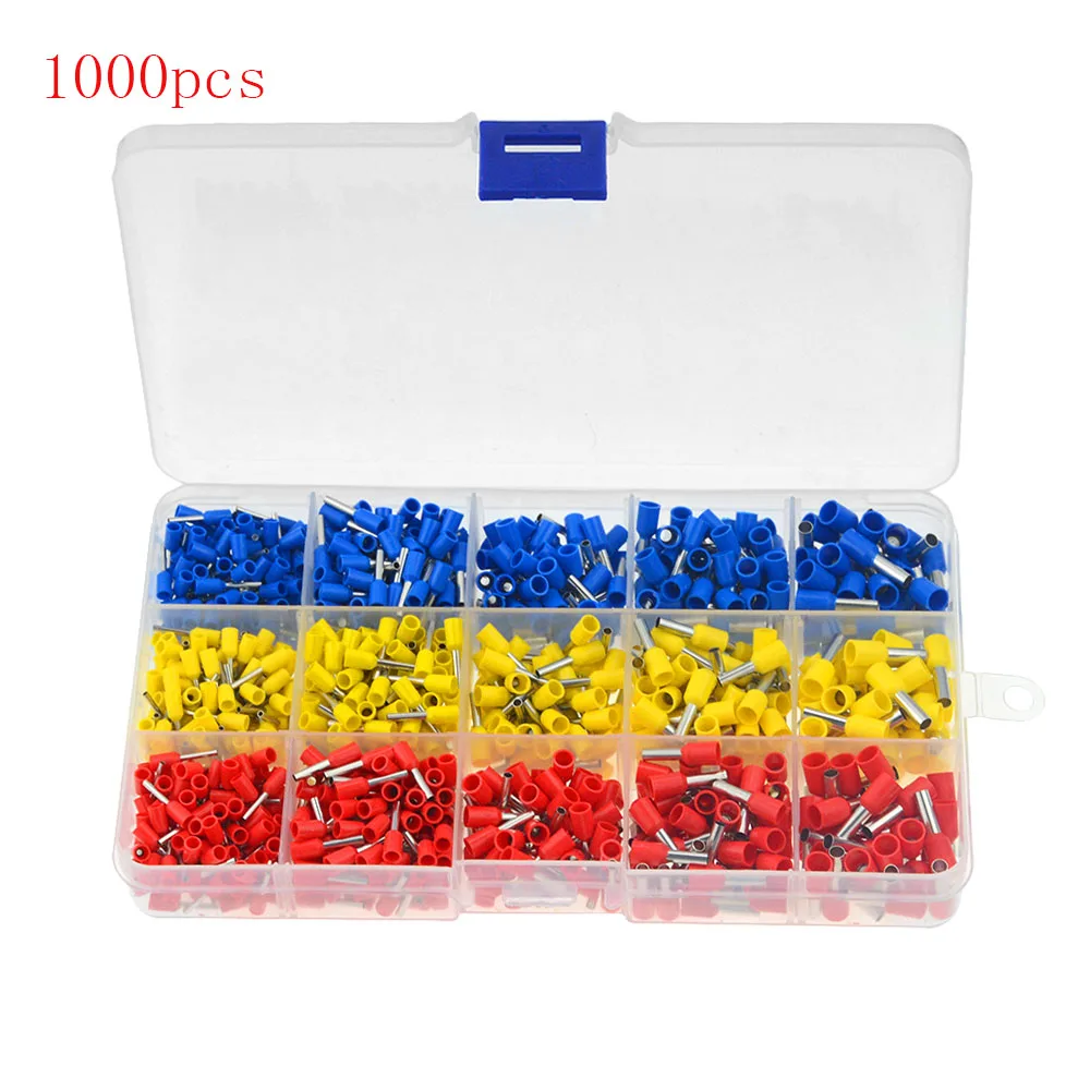 

400/600/800/1000PCS Boxed Colorful Tubular Insulated Cold-Pressed Terminals Pin Terminal Ferrules Kit Conjunto De Conector