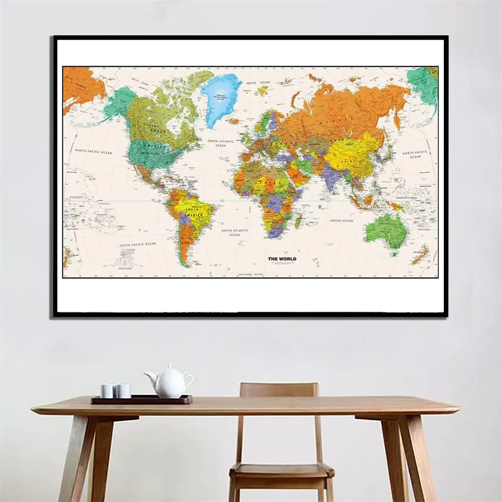 

60x120cm HD World Map 2011 Newest World Projection Map For Wall Decor And Education