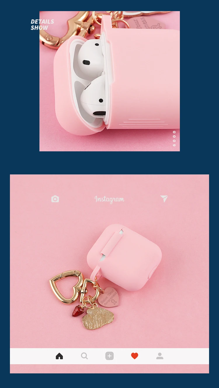 Сладкий розовый Силиконовый чехол для Apple Airpods милый корейский Кролик Декор Аксессуары Bluetooth наушники коробка для наушников крышка брелок