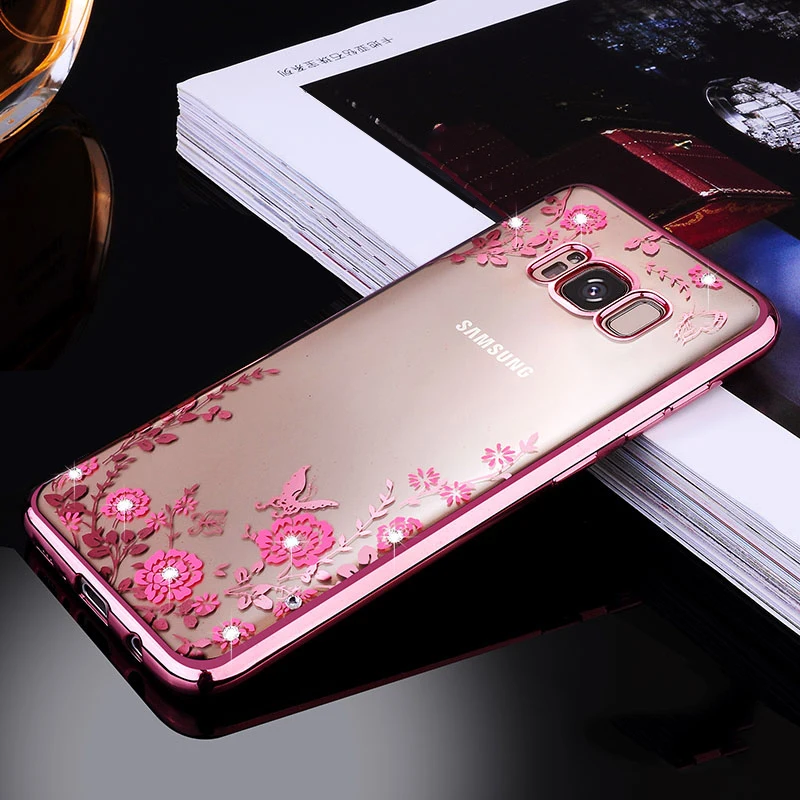 Роскошный блестящий чехол для samsung Galaxy A3 A5 A7 J3 J5 J7 Prime A6 A8 плюс A9 J4 J6 J8 чехол силиконовый мягкий чехол Корпус - Цвет: Rose gold edge