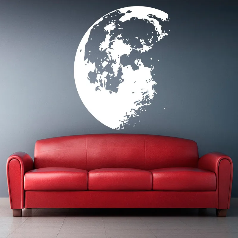 

Free Shipping Outer Space Moon Wall Sticker Home Decor Modern Vinyl Wall Decals Removable House Decoration Wall Art Mural
