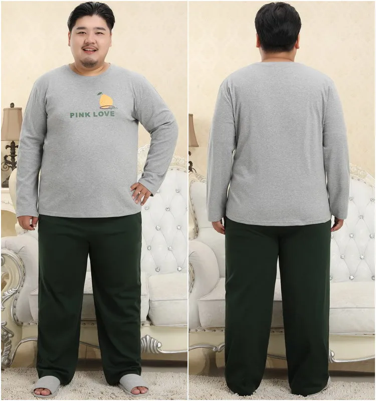 Мужской осенне-зимний хлопок 5XL XL пижамный комплект с круглым вырезом пуловер Пижама Костюм