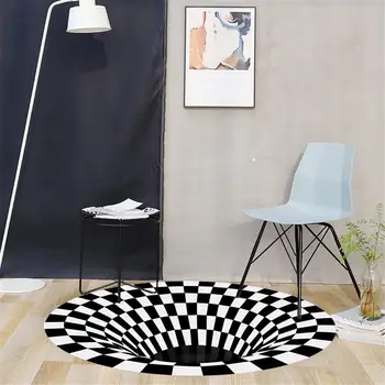 

Mandala Alfombra 3D Three-dimensional Black&White Stereo Vision Mat Living Room Doormat Tea Table Sofa Illusion Carpet