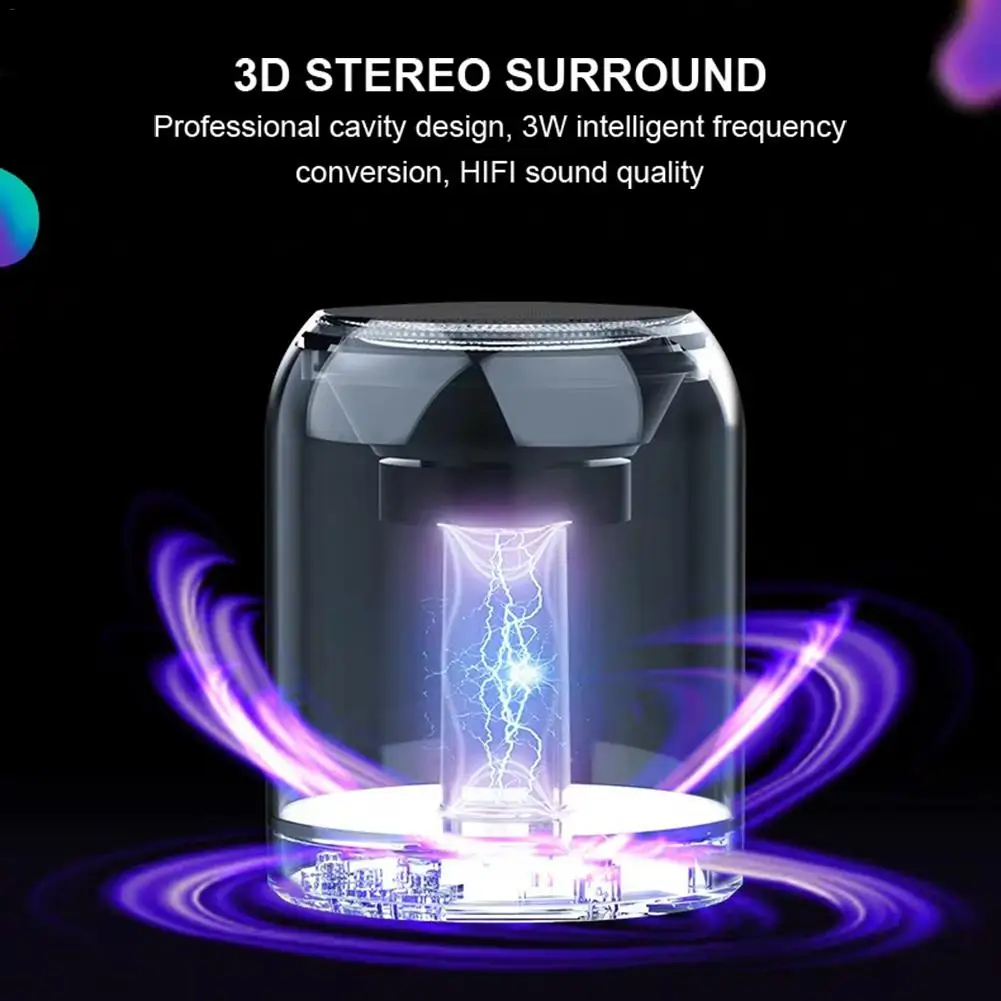 Wireless Bluetooth 5.0 Speaker Mini Audio-visual Loudspeaker Colorful Breathing Atmosphere Lights Waterproof Dustproof SoundBox