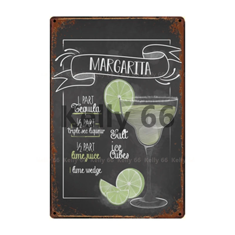 Коктейль [Kelly66] кубинская болотная Маргарита Gimlet Mai Tai металлический знак домашний