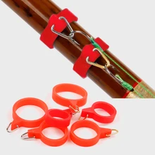 

5PCS Elastic Fishing Rod Hook Keeper Fly Pole Rubber Rings Metal Holders S/M/L One-piece Hook Holders Fishing Hook Holders