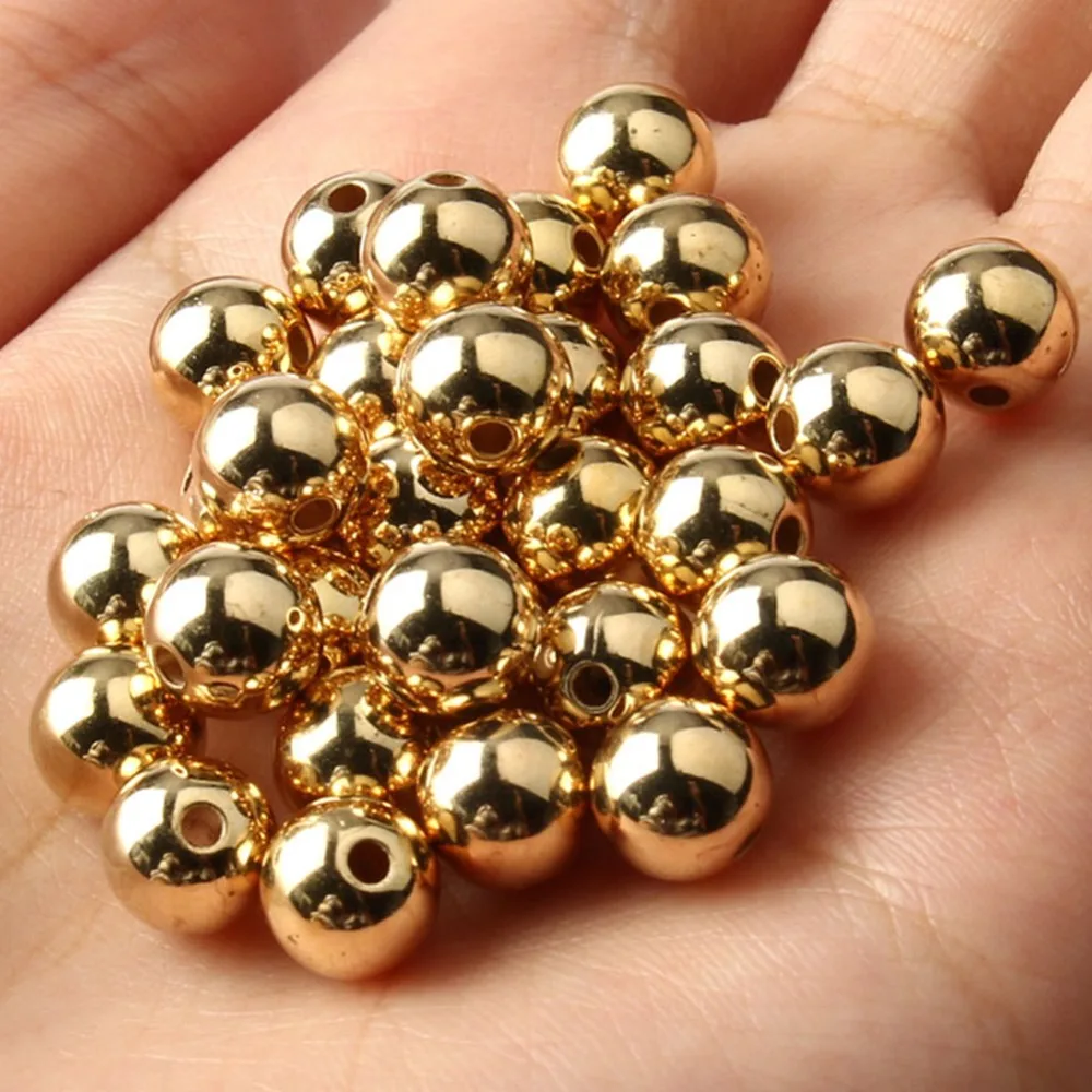 30-500 stücke 3/4/6/8/10/12mm CCB Kunststoff Goldene Runde Acryl Spacer Perlen für Schmuck Machen DIY Armbänder Liefert Zubehör – Detail 2