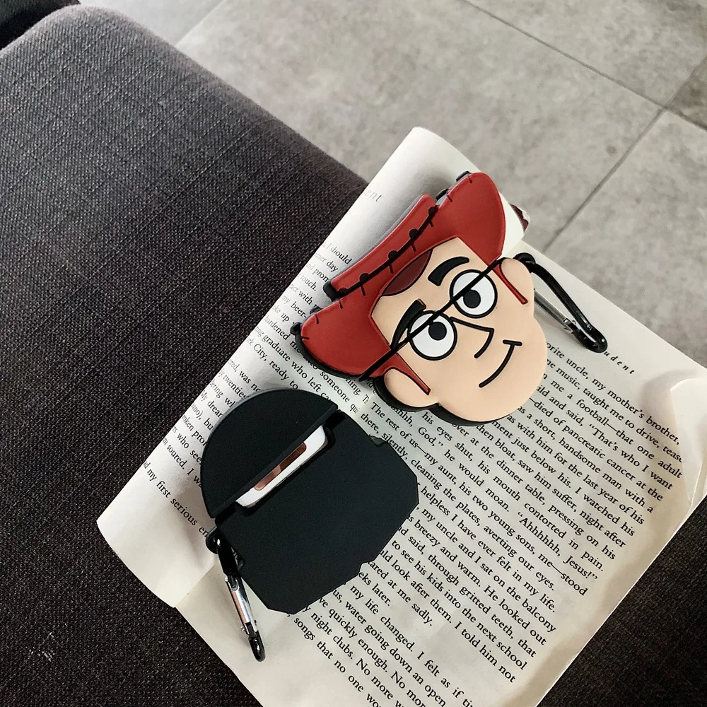 3D Мультфильм Базз Вуди милые кожухи головных телефонов для AirPods 1 2 Bluetooth гарнитура зарядная Коробка Чехол для наушников силиконовый чехол с крюком
