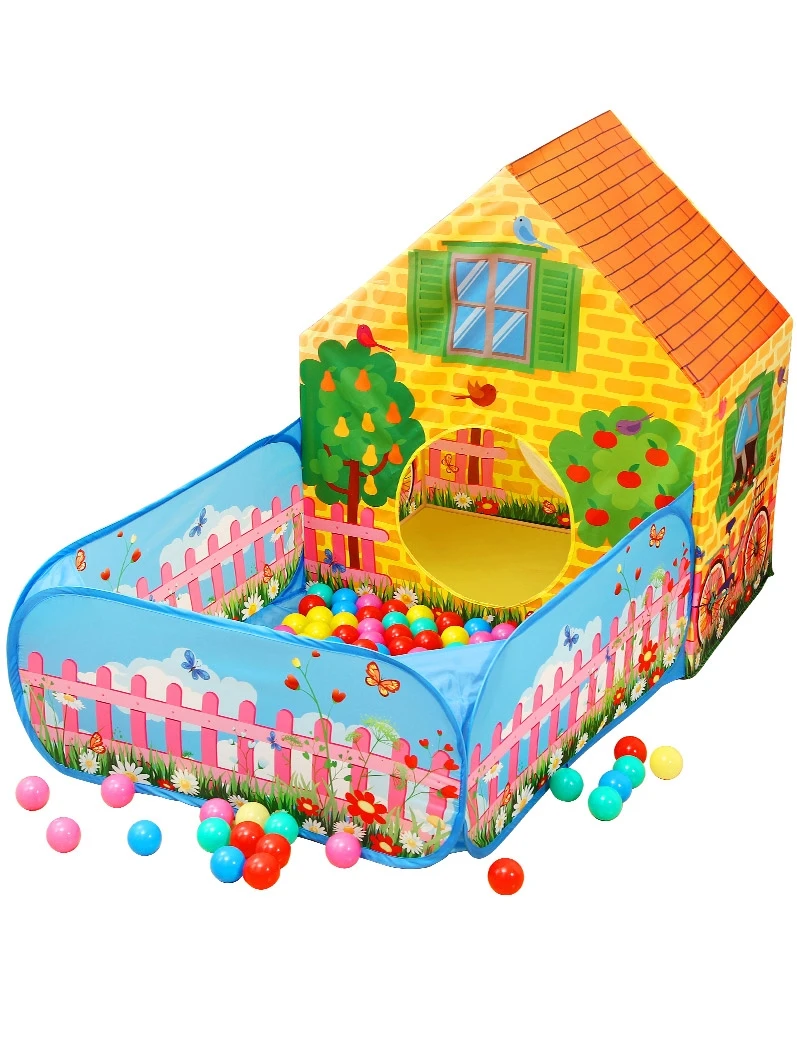 Portable Play Kids Tent with LED light Children Indoor Outdoor Ocean Ball pool game tent Castle Room House toy 5