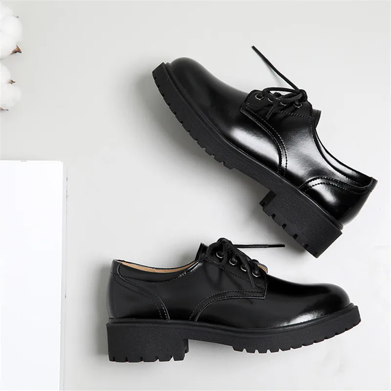 Women Flats New British Oxford Shoes For Women Casual Lace Up Flat Platform Female Creepers Zapatos Mujer Ladies Shoes Brogues (1)