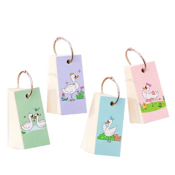 

100 Sheets Cartoon Swan Portable Notepad English Language Word Book Mini Iron Ring Student Blank Loose Leaf Memo Pad Stationery
