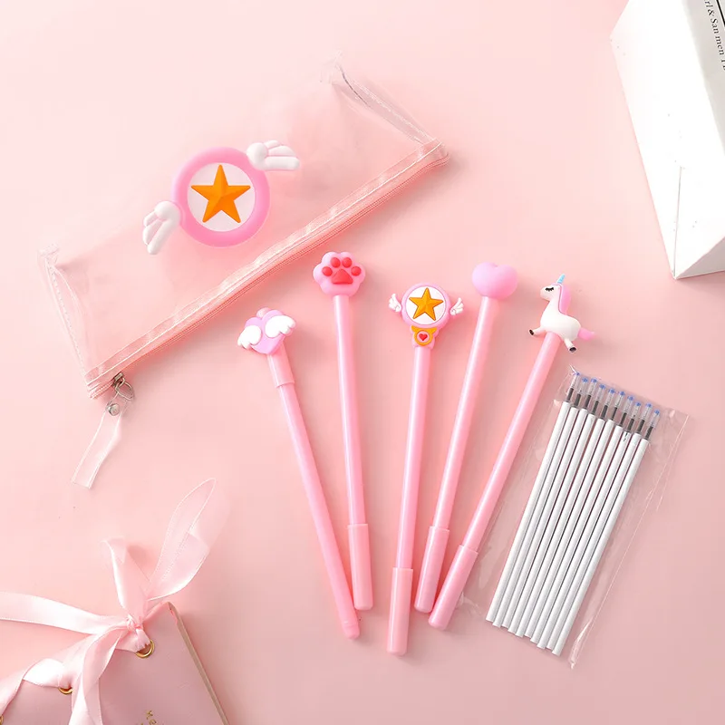 Сейлор Мун мультфильм Луна карточка с кошкой Captor Cardcaptor Sakura розовый милый красивый карандаш ручка с сумкой Набор косплей реквизит подарок для девочки