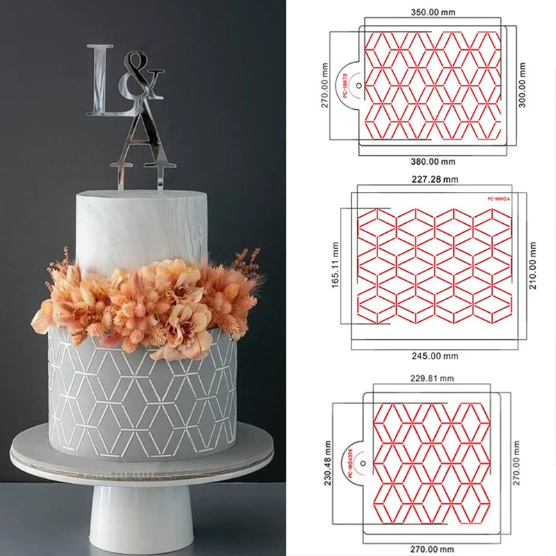 Geometric rhombus Pattern Cake Stencil Plastic Lace NW Boder Cake AU X7T2 