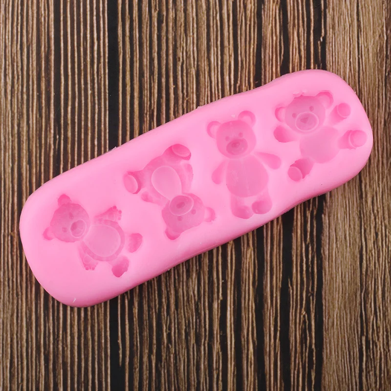 Silicone Mold Cake Decorating Tools Cute Baby Bears Polymer Clay Candy Chocolate Gumpaste DIY Party Cupcake Topper Fondant