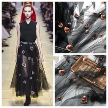 GLace/1 год/Лот, изысканная кружевная ткань с пайетками и вышивкой в виде сердца, дизайнерская кружевная ткань, Высококачественная юбка, аксессуары для одежды, TX1585