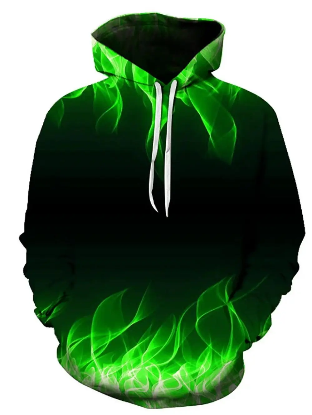 

Men's Pullover Hoodie Sweatshirt 3D Print Green Flame Pattern Graphic Hooded Holiday Casual Hoodies Sweatshirts Long Sleeve