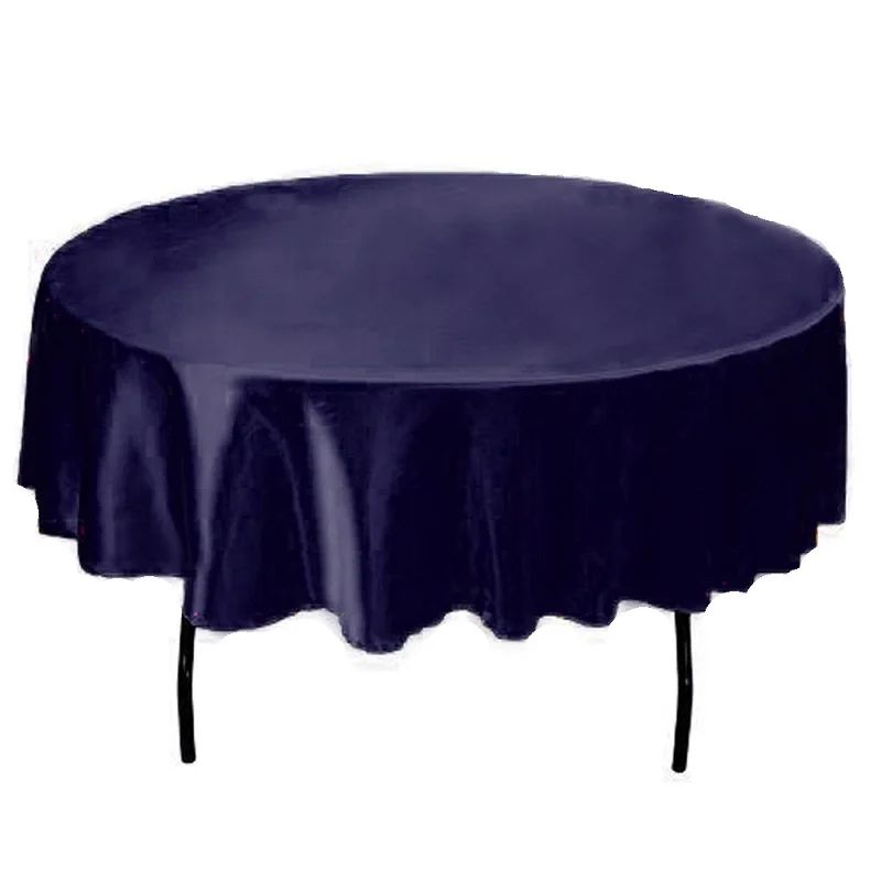 1 шт., 145x145 см, круглая сатиновая скатерть, покрытие для стола, посуда для ресторана, отеля, банкета, дома, свадьбы, вечеринки, украшение стола - Цвет: Navy blue