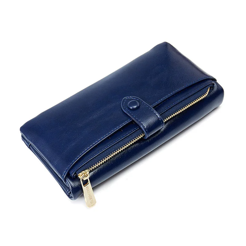 Navy Blue Модный женский кошелек в стиле ретро, Длинный кошелек на молнии, многофункциональный комплект из двух предметов, клатч, много слотов, кредитный держатель для карт - Цвет: Navy Blue