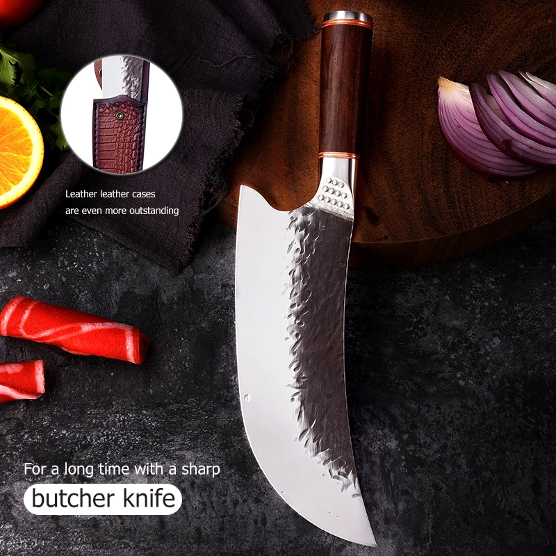 8 Inch Forged Chef knife 5Cr15Mov Kitchen Knives Cooking Tool Ebony Wood Handle Cleaver Slicing Meat Hunting Knife | Дом и сад