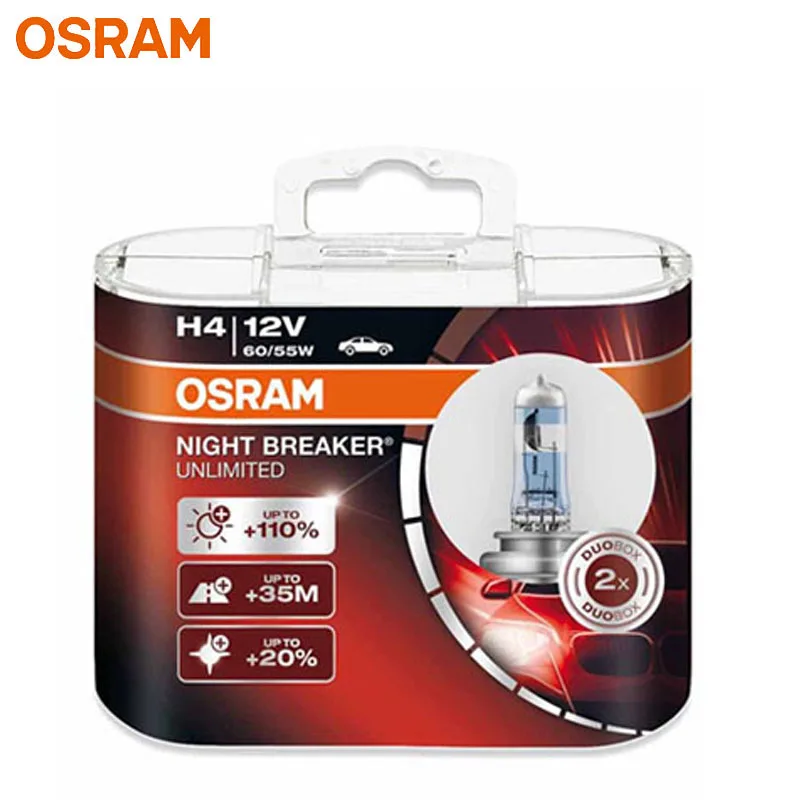 OSRAM H7 H11 H4 H1 H3 HB3 HB4 55W Night Breaker Unlimited 12V +110% Bright  White Car Headlight Genuine Halogen Lamp (2 Pcs) - AliExpress