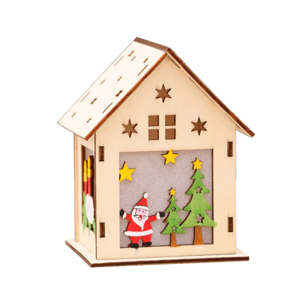 Светодиодный праздничный светильник, деревянный дом, Рождественская елка, украшения для Висячие украшения для дома, праздник, рождественский подарок, свадебный подарок - Цвет: E