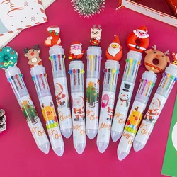 Bolígrafo retráctil de Papá Noel para Navidad, bolígrafo de 10 colores, regalo, suministros de papelería y la Oficina para la escuela, 1 unidad