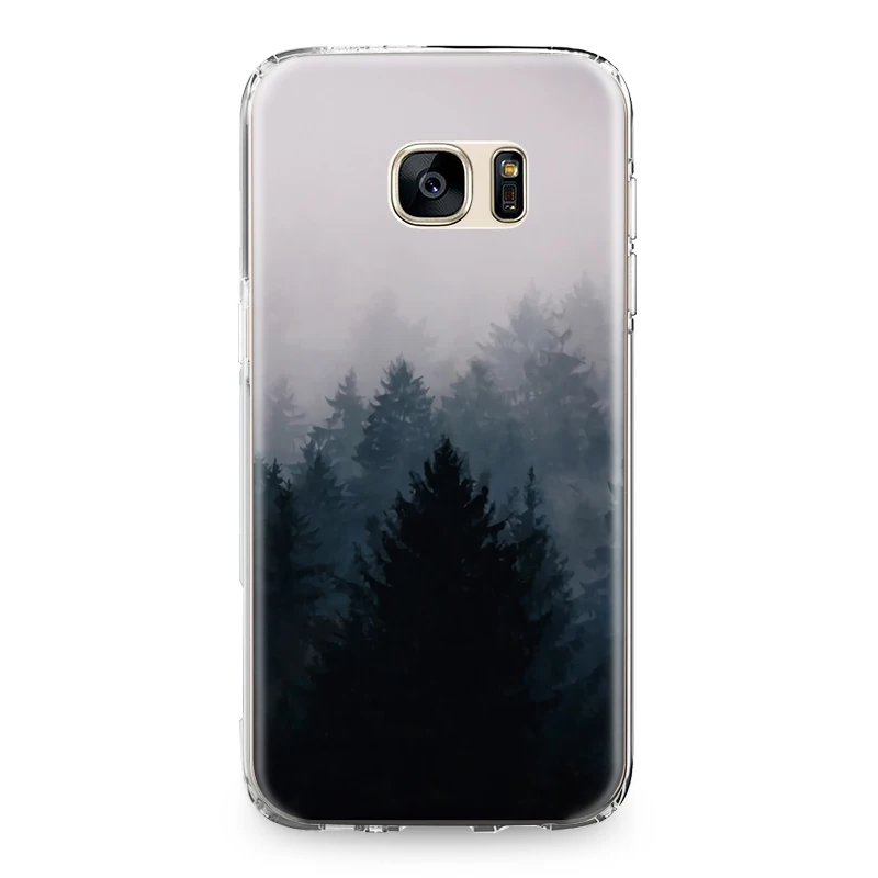 Для samsung Galaxy S4 S5 S6 S7 край S8 S9 S10 плюс S10e Note 4 5 8 9 силиконовый чехол искусство лес чернила горный TPU Защитный чехол