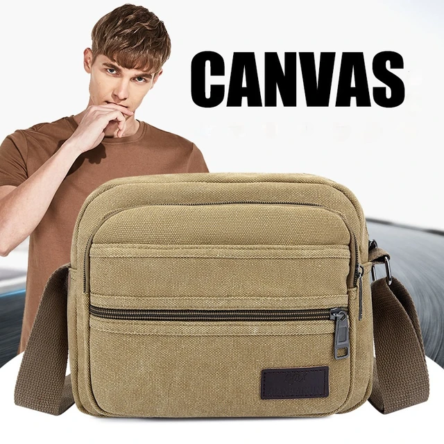 Men's Canvas Messenger Bag With Multiple Pockets, Large Capacity