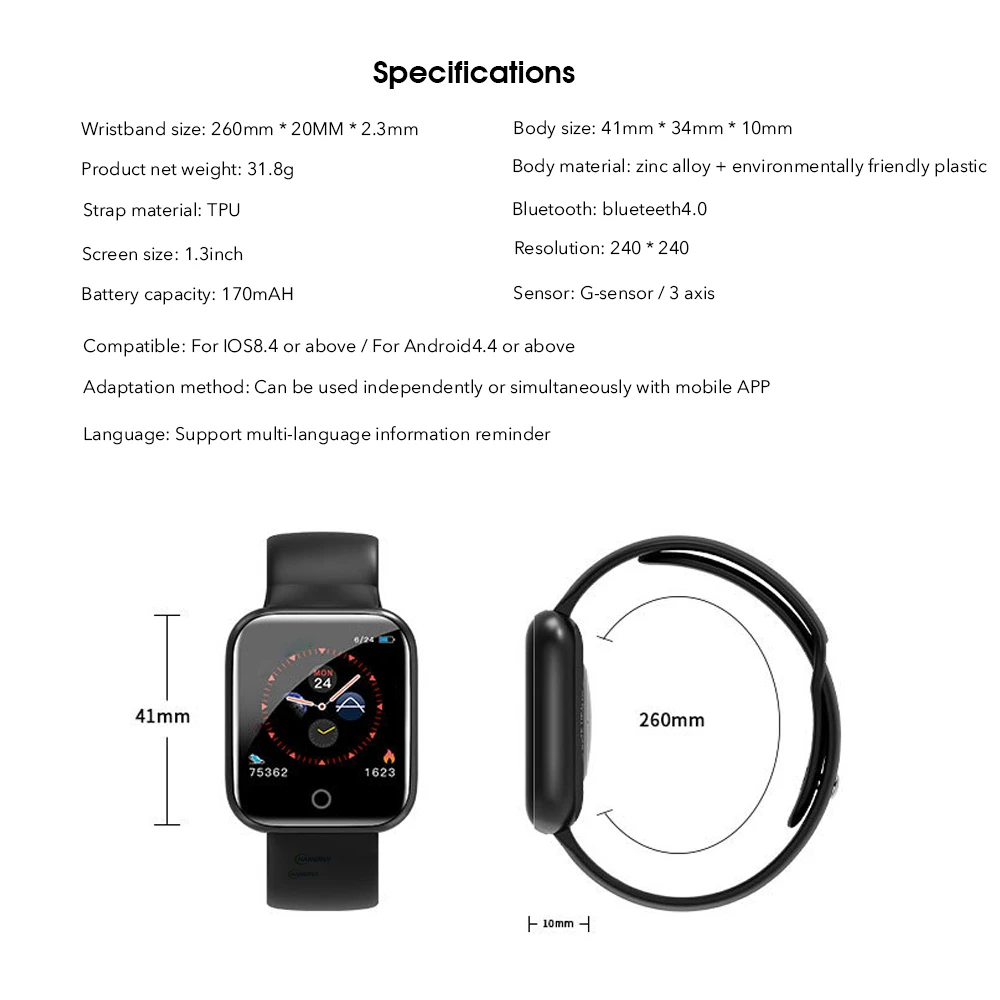 Смарт-часы watchproof, с экраном сердцебиения, умные часы, для мужчин и женщин, Bluetooth, наручные часы, Фитнес трекер Браслет спортивные часы силиконовые