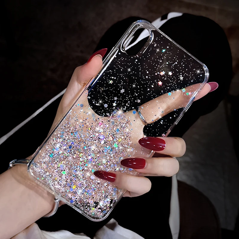 

Soft Transparent TPU Phone Case For Samsung Galaxy S20 Ultra Note 10 S8 S9 S10E A51 A71 A10 A20 A30 A50 A70 A81 A20E Bling Cover