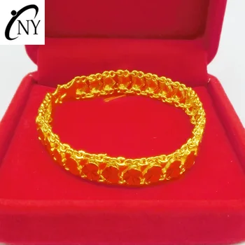 

Fashion 14K Gold Bracelet for Men Fine Jewelry Luxury Yellow Gold Watch Chain Bracelet Unisex Assertive Thick Bracelets Not Fade