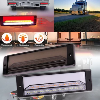 

2x Waterproof LED Trailer Truck Brake Light 4 in1 Neon Halo Ring Tail Brake Stop Turn Light Sequential Flowing Signal Light Lamp