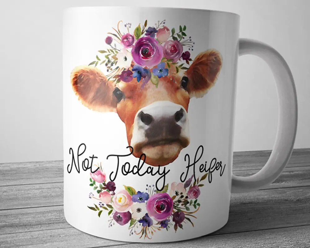 Кружка Not Today Heifer с коровой 11 унций кофейная чашка из коровьей кожи для женщин