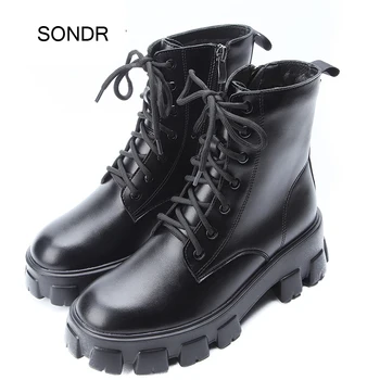 

2020 Winter New Shoes Women Warm Martin Boots with Fur Shoes Ladies Ankle footware British Style Female botas mujer Black Boots