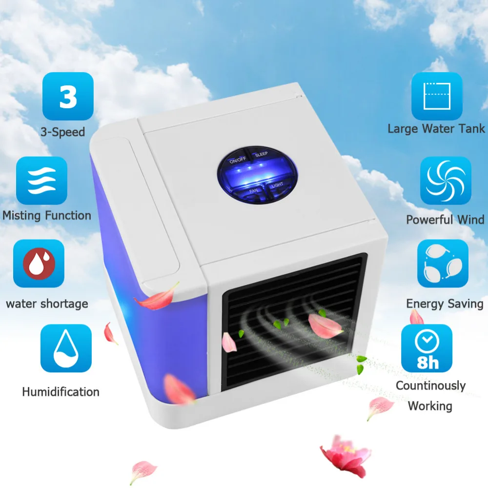 3rd Generation 7 Colors Mini Air Conditioner Artic Air Cooler LED LCD Timer USB Personal Space Cooler Fan Air Cooling Fan Device (16)
