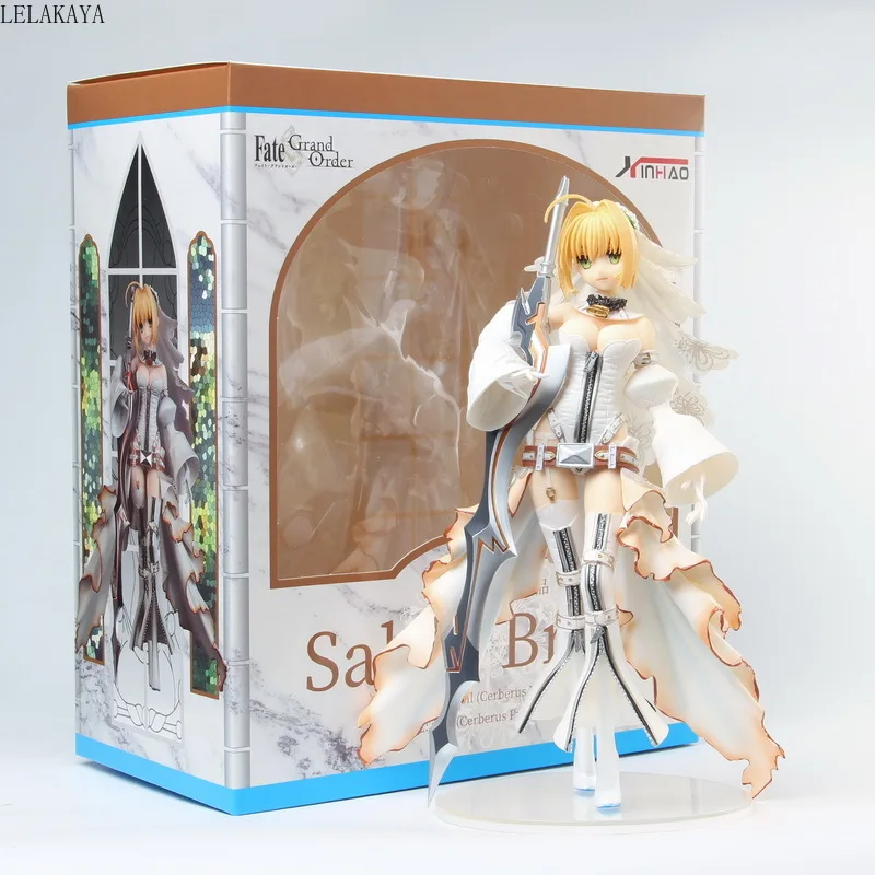 24 см Новое поступление Аниме экшн фигурки FGO Fate Grand Order Saber Nero свадебное белое