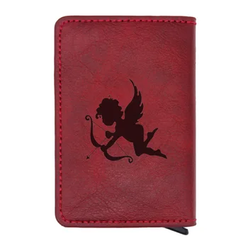 

Retro Fashion Cupid's Arrow Credit Card Holder Blocking Rfid Wallet PU Leather Unisex Security Information Aluminum Purse