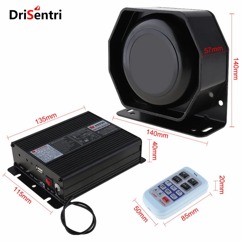 

12V 200W 18 Tone Loud Car Warning Alarm Police Siren Horn PA Speaker with MIC System & Wireless Remote Control New